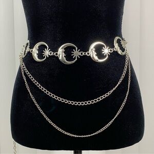 Silver Moon Sun Celestial Chain Belt